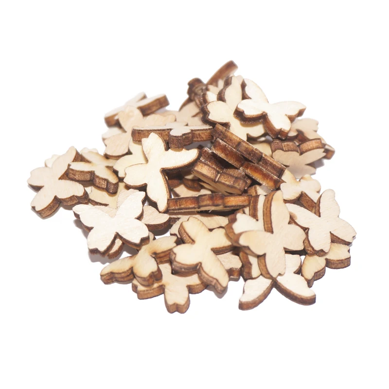 100 шт 20 мм деревянные бабочки вырез МДФ ремесленные украшения Скрапбукинг Дерево