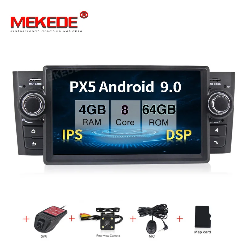 64G DVD CAMERA DVR MEKEDE Android 9,0 четырехъядерный Автомобильный DVD Радио стерео плеер для Fiat/Grande/Punto/Linea 2007-2012 Мультимедиа gps Navi RDS Wifi FM - Цвет: 64G DVD CAMERA DVR
