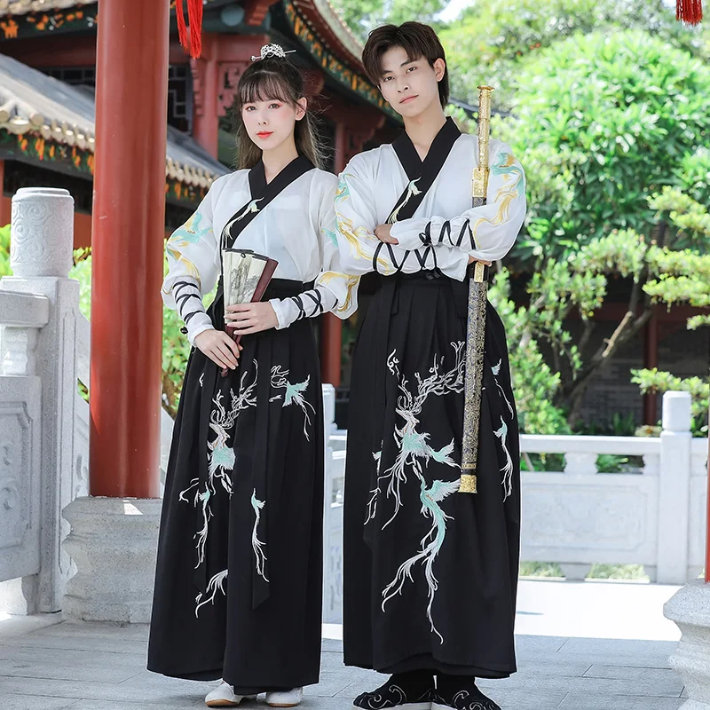 Wu Xiake hanfu men and women the model of traditional embroidery collar waist Ru skirt outfit | Hanfu