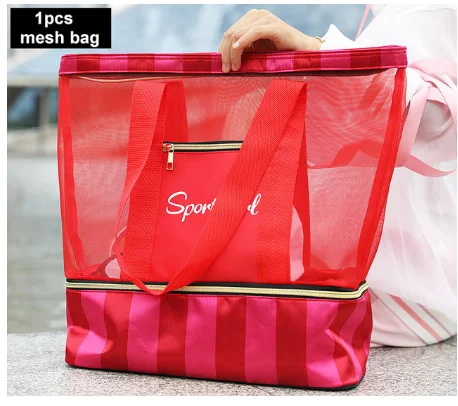 1pcs Red 2 шт./набор, сумка для плавания ming, Сетчатая Сумка, влажная сухая Сумка для бассейна, пляжа, водонепроницаемая сумка, изолированная сумка-холодильник для пикника, сумка для плавания для женщин и мужчин, XA58A - Цвет: 1pcs Red
