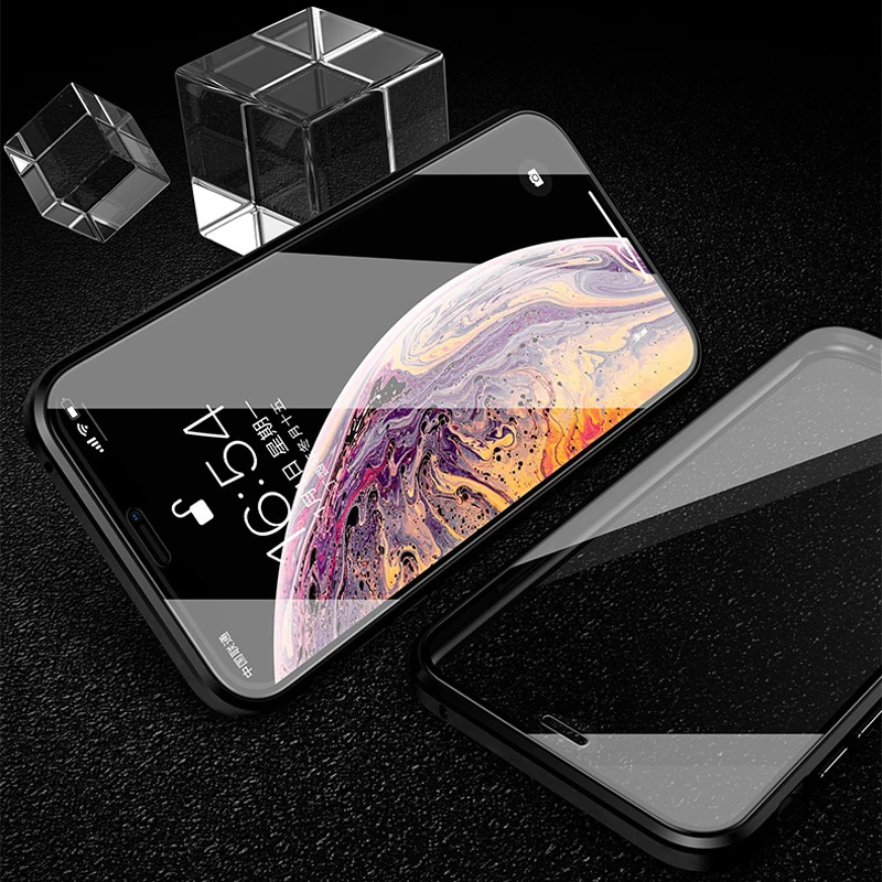 Магнитный адсорбционный металлический чехол для iPhone 6, 6 S, 7, 8 Plus, X, двухсторонний стеклянный чехол Manet для iPhone X, XS Max, XR, чехол для телефона s