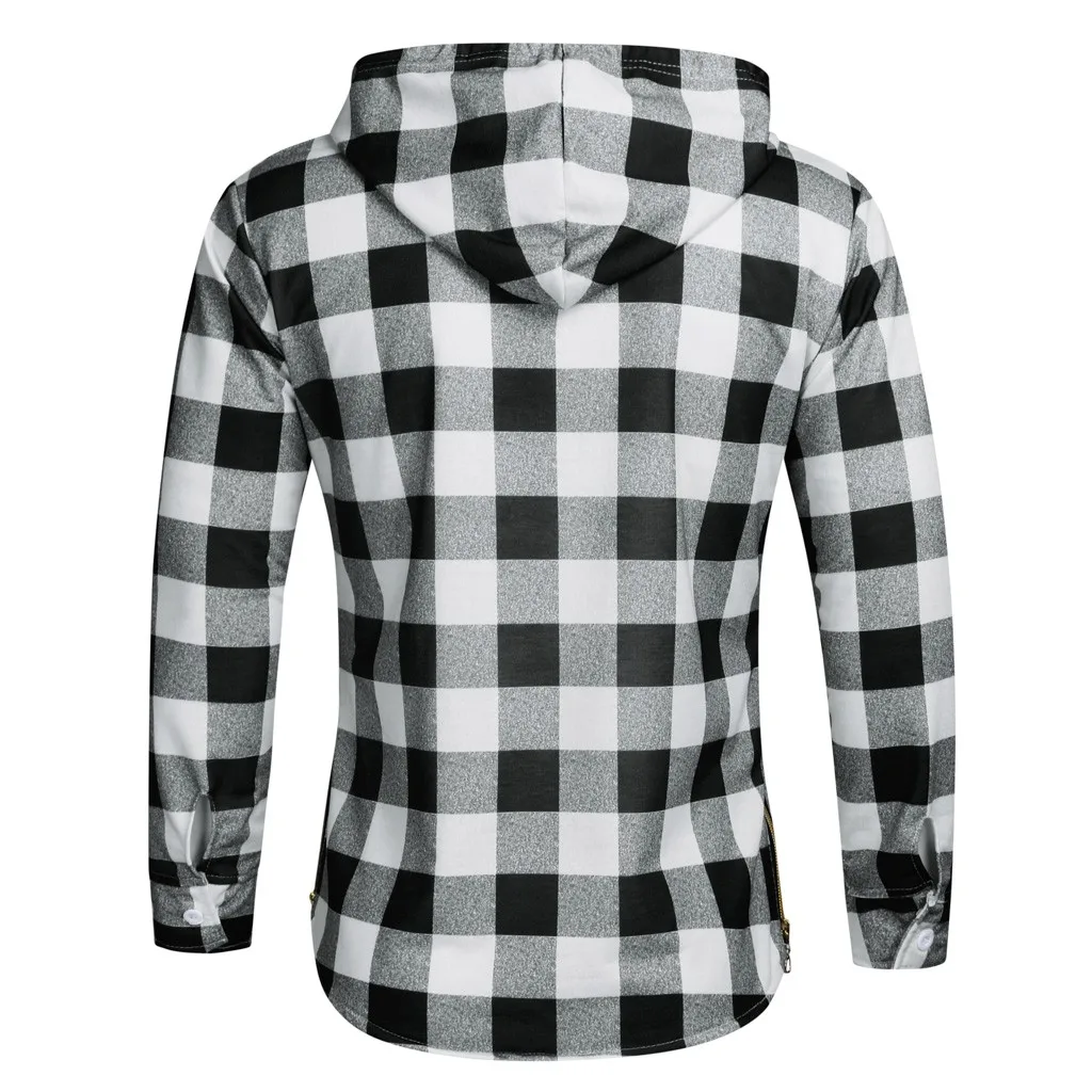 Zipper Hoodies Men Autumn Spring Plaid Sweatshirt Male Fitness Pullover Long Sleeve Tops Harajuku Outwear Sudadera Hombre | Мужская