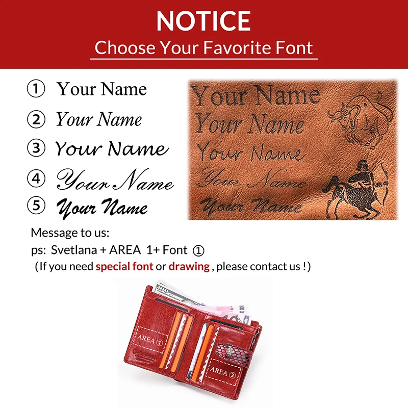 Кошелек из натуральной кожи с бесплатной гравировкой для женщин маленький