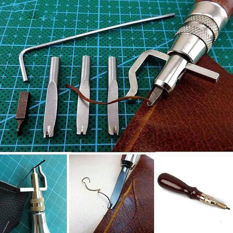 7 в 1 Pro кожевенное ремесло Регулируемая строчка и груша Crease кожаный инструмент DIY