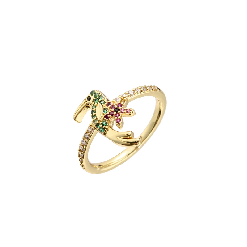 

rainbow colorful CZ ring ,wholesale ,Multi-layer ring ,woodpecker cute flower jewelry accessries VJ27