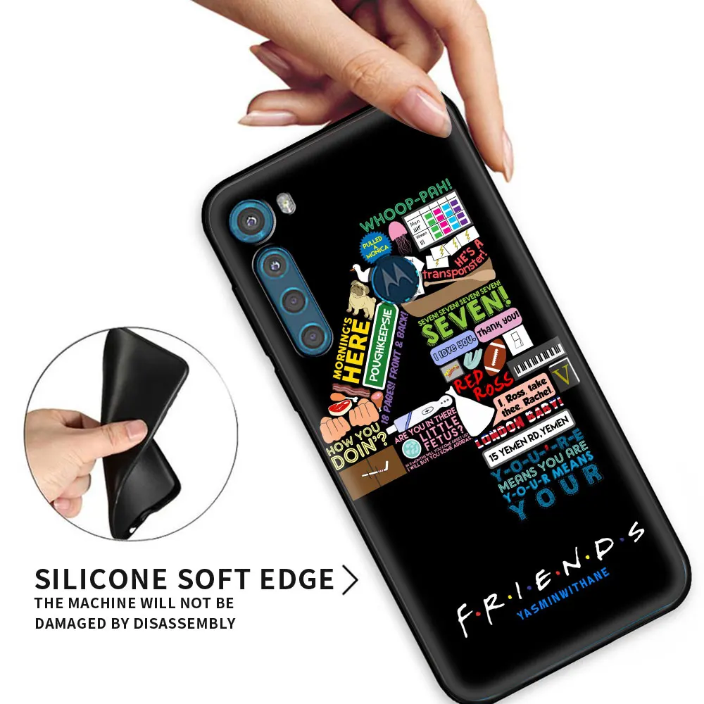

Soft Cover for Motorola G G30 G10 G9 G8 Plus Coffee friends TV TPU Coque For MOTOROLA One Fusion Edge ES6 Black Guscio