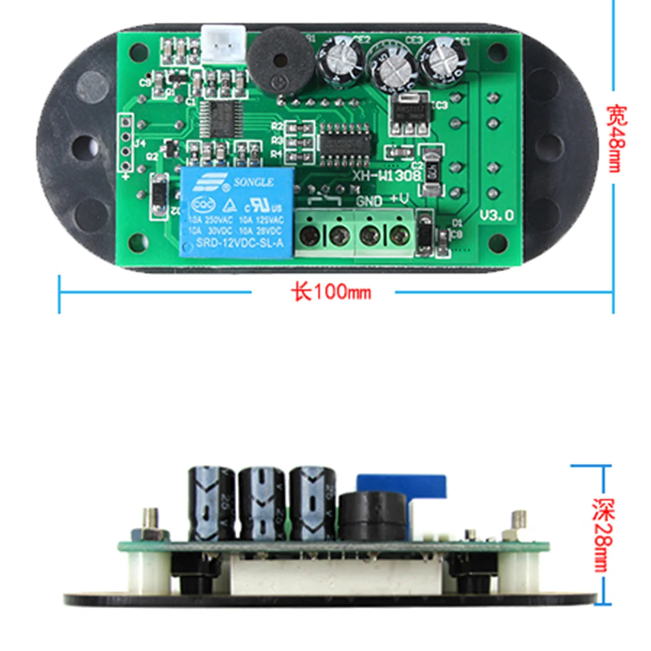 XH-W1308 W1308 AC 110V 220V DC12V Регулируемый цифровой термодатчик красный/синий дисплей