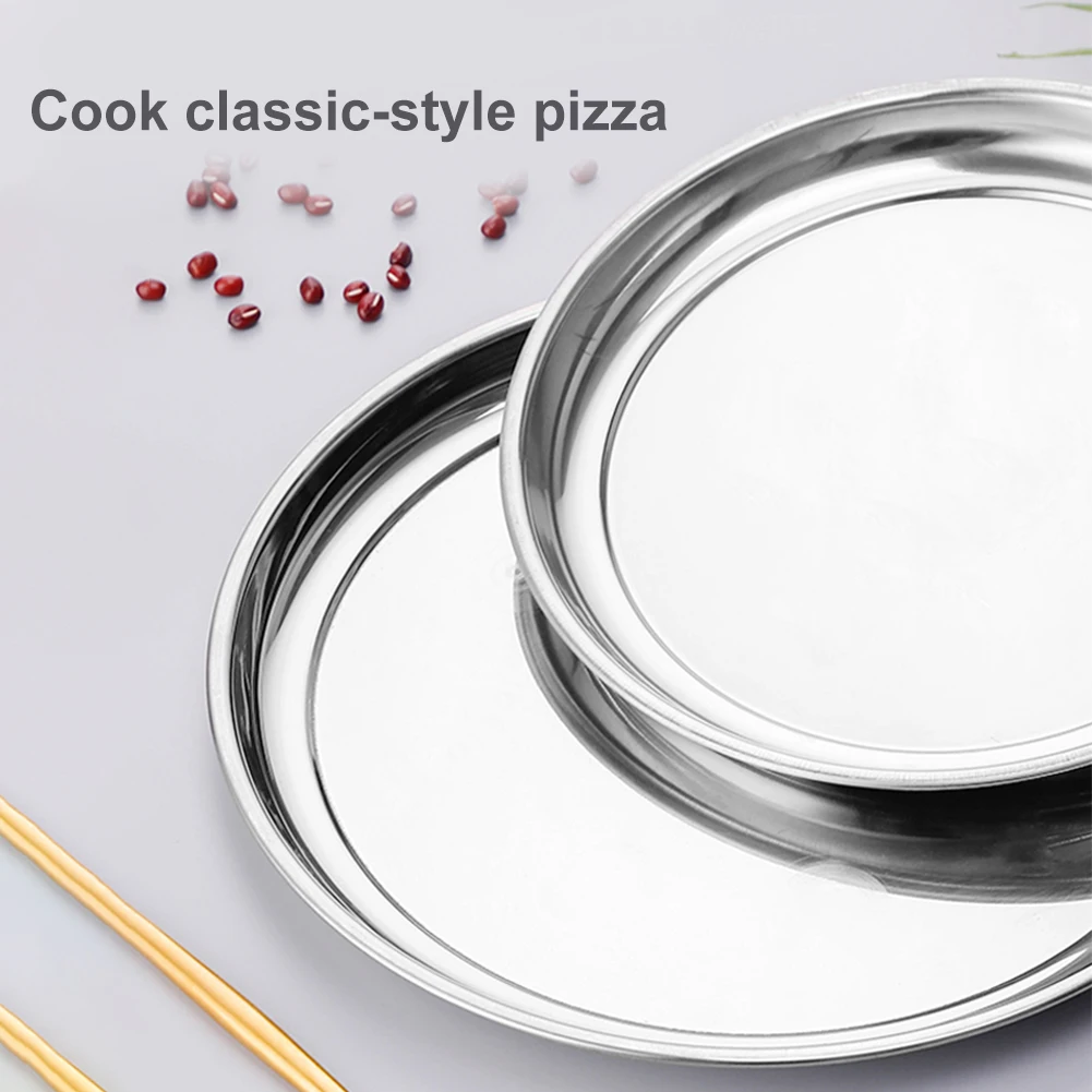 

2pcs/pack Stainless Steel Roasting Oven Sheet Bakeware Thickened Serving Tool Pizza Pan Kitchen Baking Tray Round Home