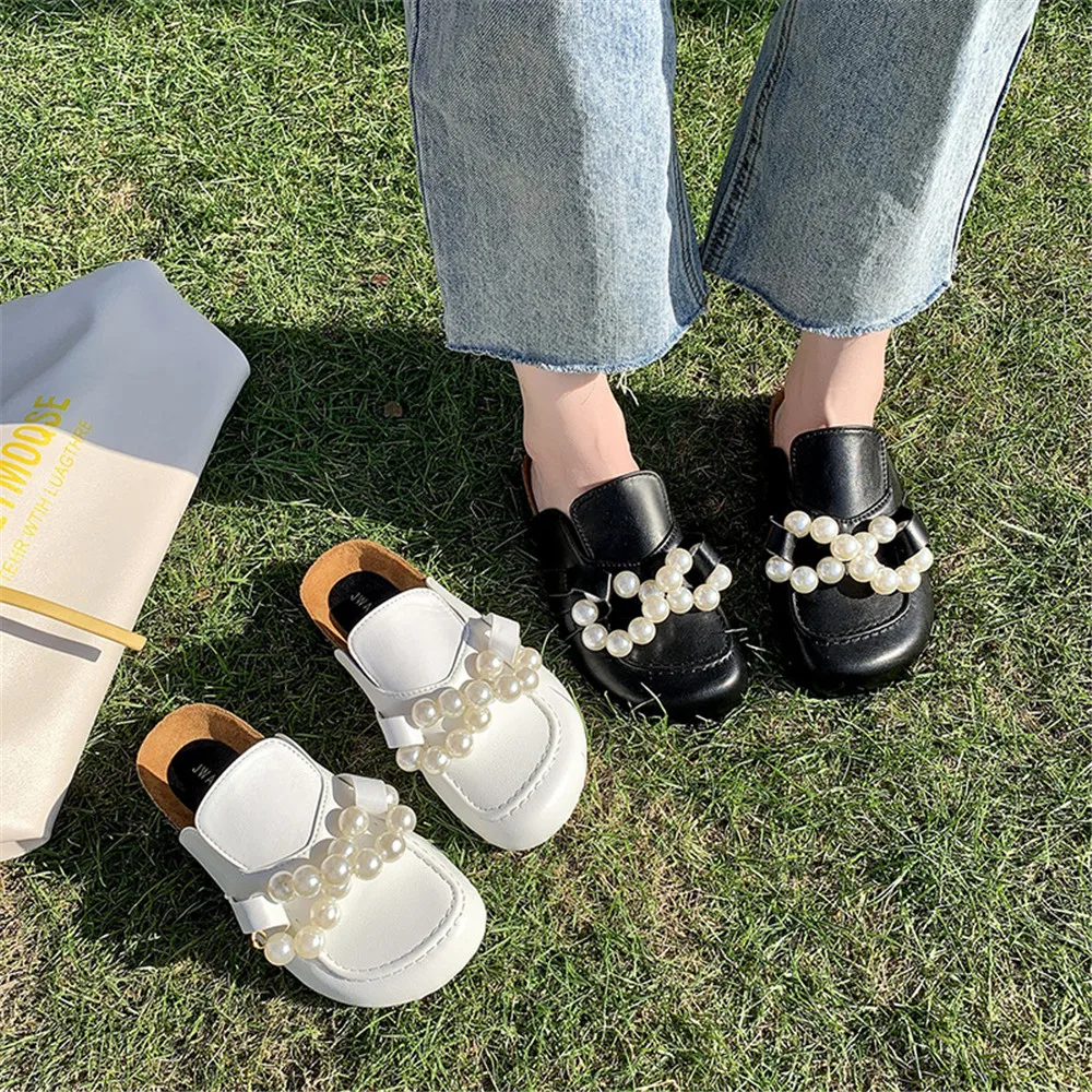 

Мюли женские кожаные с закрытым носком, мягкие Нескользящие, Пляжные Шлепанцы из пробки, обувь для улицы, 42, весна-лето 2022