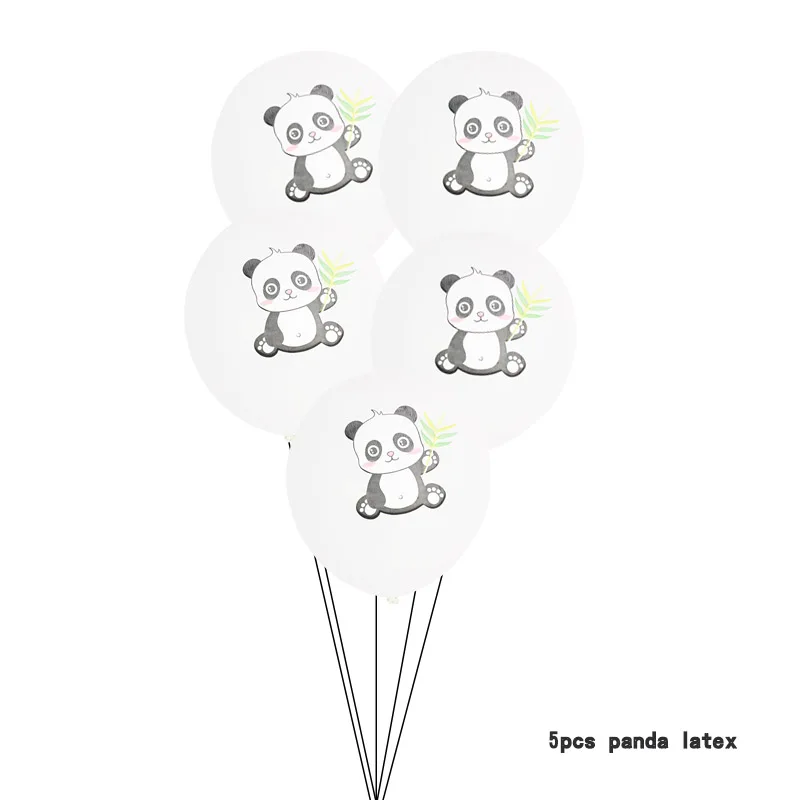 white panda RJ 5pc Шарики с пандой из мультфильма звезда латекс черный номер Счастливый День Рождения Вечеринка для украшения детского душа дети животное баллон подарки - Цвет: white panda RJ 5pc