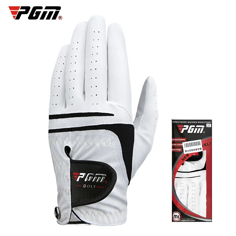 2 PCS /Lot Genuine Leather Golf Gloves White PU+Sheepskin Men Skid-proof Breathable Wear-resistant With Marker | Спорт и развлечения