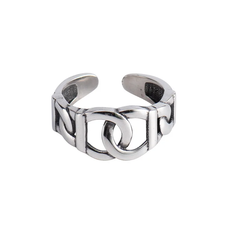 

FUN-BEAUTY New S925 Sterling Silver Ring Double Layer Interlaced Retro Vintage Old Fashion Personality Women's Ring Hand Jewelry