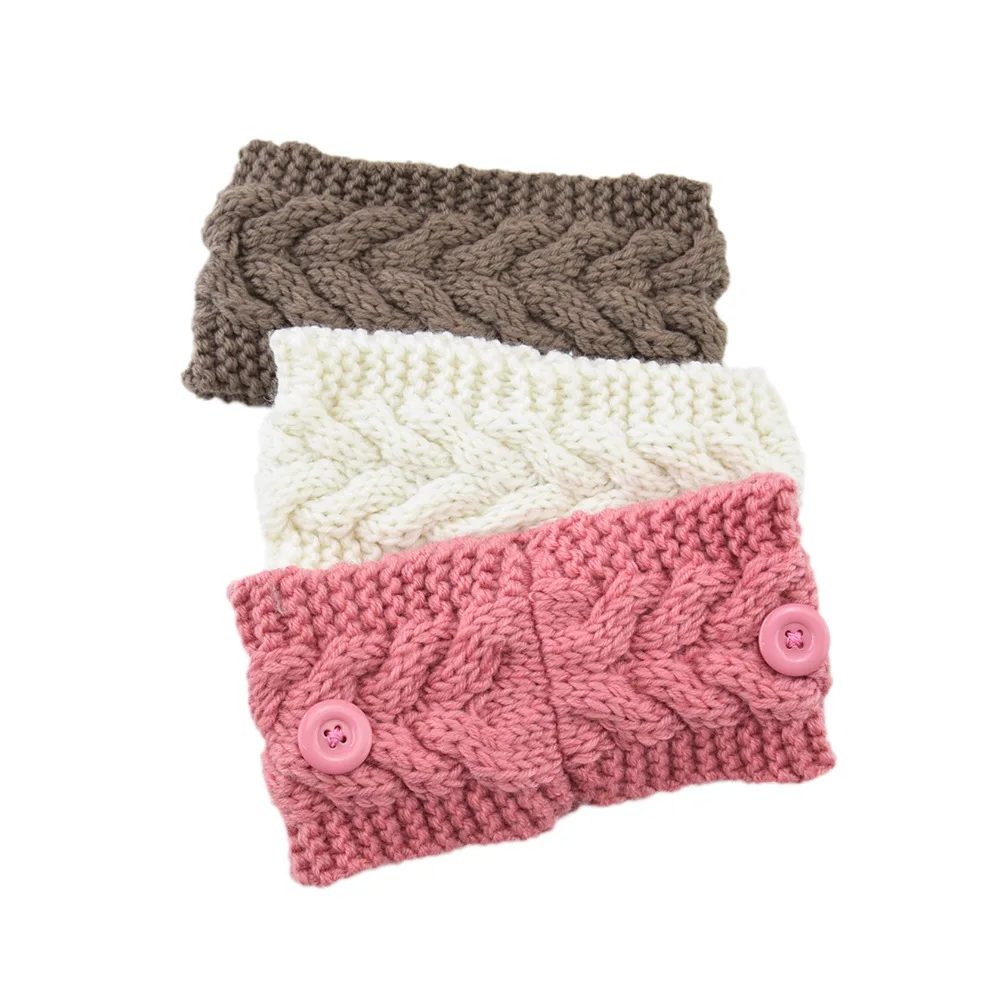 

Winter woolen button headband knitted warm headband anti-stroke ear hairband women fashion headband hair accessories
