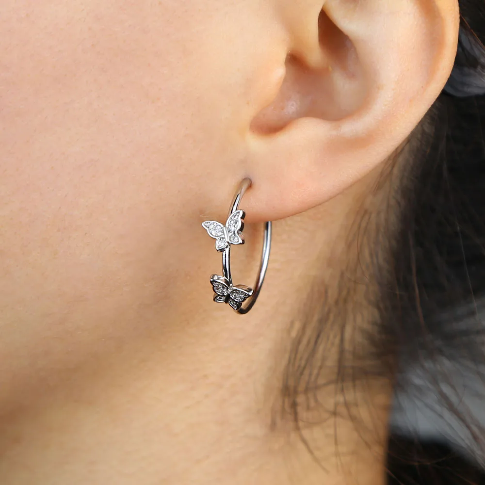Модные ювелирные изделия изящные серьги-обручи в форме бабочки для женщин и