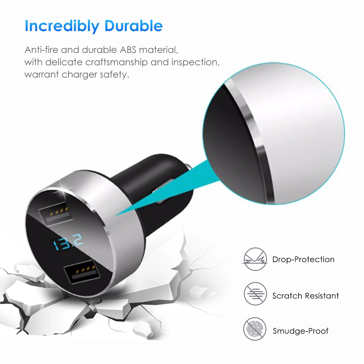 Автомобильное зарядное устройство с светодиодный USB-портами 5 В 3 1 А |