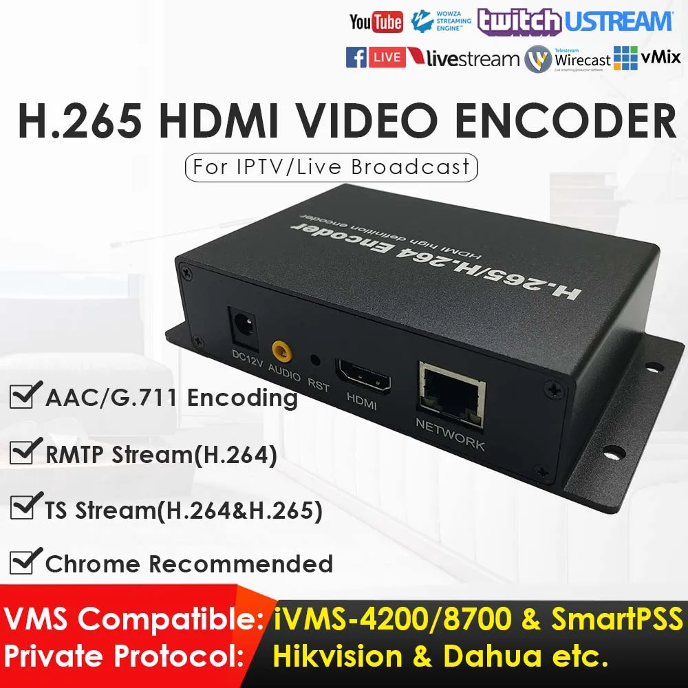 Кодировщик сетевого видео H.265 H.264 HDMI FHD 1080P преобразователь для прямой трансляции