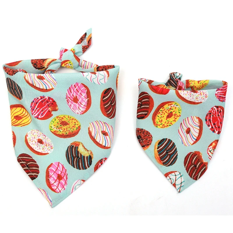 

Cat Dog Bandana Bibs Colorful Doughnut Printed Scarf Collar Adjustable Pet Neckerchief Saliva Towel For Small Large Dogs # L3