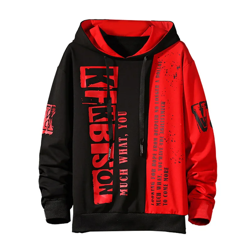 

Harajuku Hoodies Sweatshirt Men 2020 Autumn Yellow Patchwork Letter Printing Oversized Hip Hop Streetwear Fashion Casual Coats
