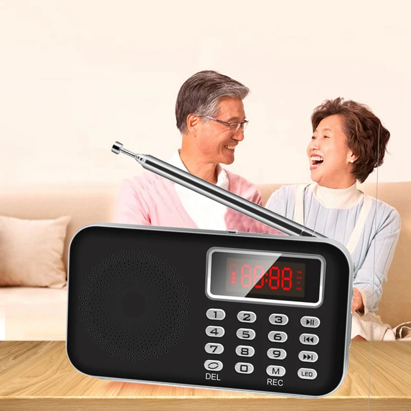 FM радио портативный пожилых людей цифровой дисплей Многофункциональный