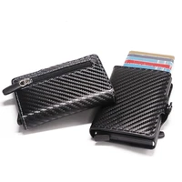 2021 business card holder rfid blocking wallet aluminium box carbon fiber leather wallet credit card holder