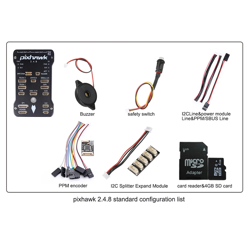 Standard Collocation Pixhawk 2.4.8 PX4 PIX 32 бит Контроллер полета Автопилот с 4G SD переключатель безопасности зуммер PPM IEC для RC квадрокоптера - Цвет: Standard Collocation