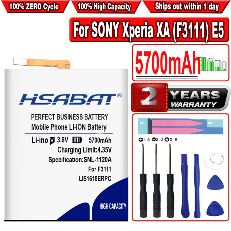 

Аккумулятор HSABAT 5700 мАч LIS1618ERPC для SONY Xperia XA (F3111) E5 F3116 F3115 F3311 F3313 F3112