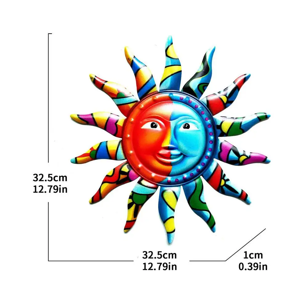 

12.8 Inch Metal Stylish Sun Metal Wall Art Decoration Hanging Home Garden Eye-catching Color Bright For Home Office Garden