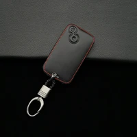 leather car key case for renault laguna espace 2 buttons smart keyless remote fob protection cover keychain bag car accessories