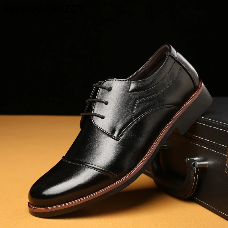 Ботинки оксфорды модельные мужские туфли для вечеринок офисные из натуральной