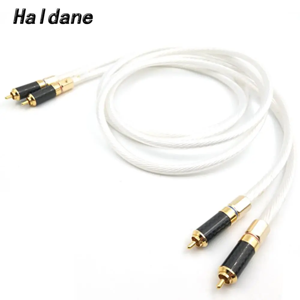 

Haldane Pair HIFI RCA Cable Audio Cable 7N OCC Silver Plated Interconnect Cable With Carbon Fiber Gold Plated RCA