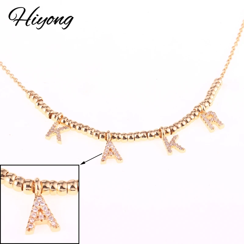 HIBODY 6 mm Pave Letter Necklaces Personalized Custom Jewelry Necklaces With Names Unique Letter Balls Necklaces Gifts