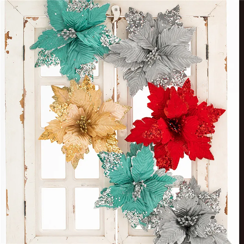 

Фланелевая рождественская ёлка ручной работы с блестками, 25 см