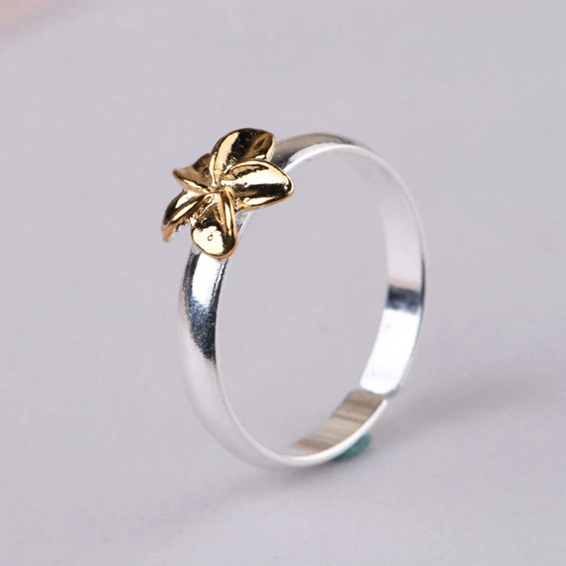 

925 Sterling Silver Flower Silver Gold-plated Ring Engagement Fashion Open Rings for Women Temperament Jewelry