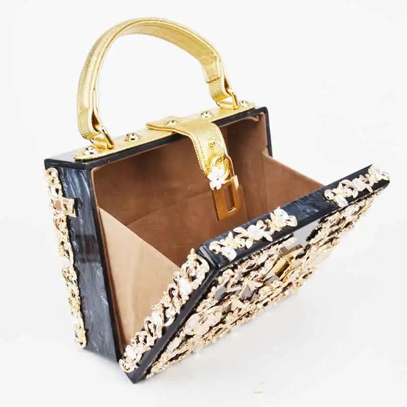 Элегантная акриловая сумка в твердом футляре дамские сумки с цветком и