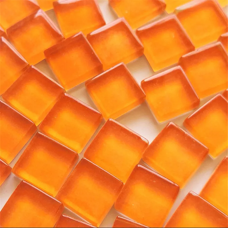 orange1 50 штук 10*10*4 мм цветной Кристальный стеклянный квадратный пазл для детей креативные настольные игры - Цвет: orange1