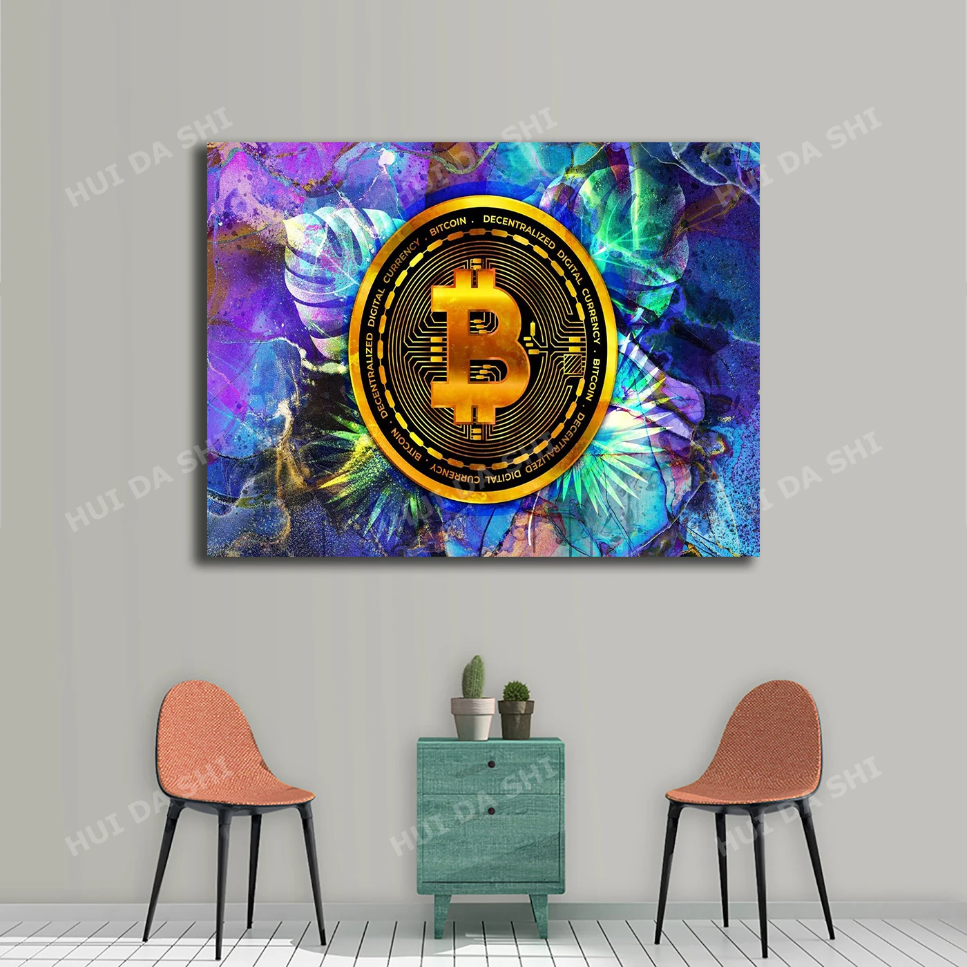 

Bitcoin Print On Canvas Cryptocurrency Wall Art Digital Business Art Print Bitcoin Artwork Wall Hanging Decor Indie Room Decor