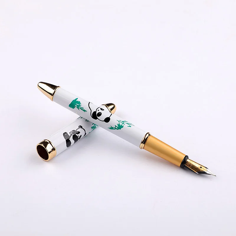 

Old inventory JINXING680 fountain pen panda replaceable ink sac pure copper pens and smooth fine nib students daily collection