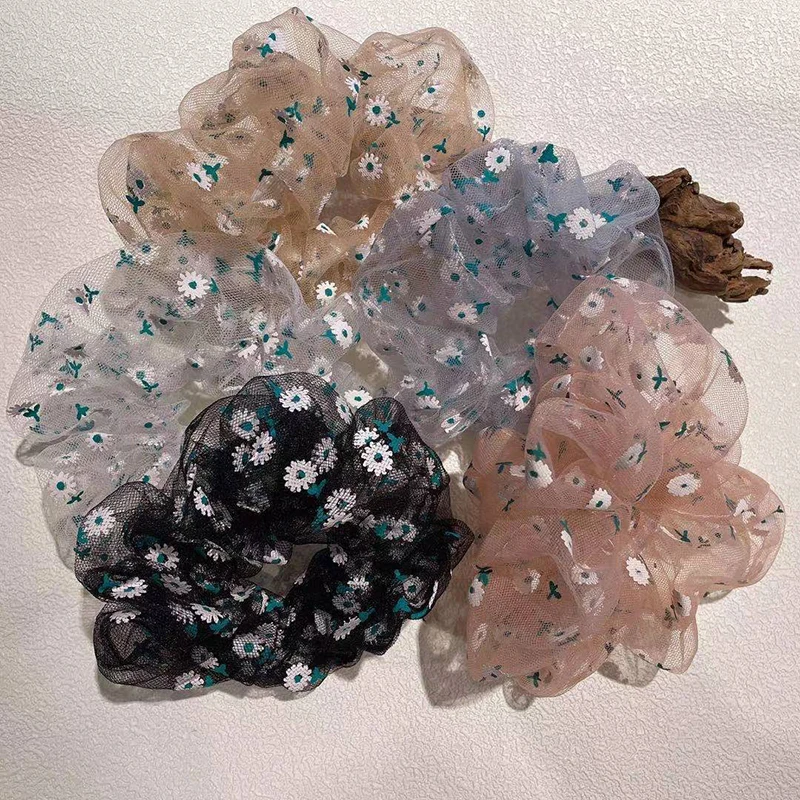 

Flower Mesh Oversized Scrunchies Big Rubber Hair Ties Plain Elastic Hair Bands Girl Ponytail Holder Women Hair Accessories