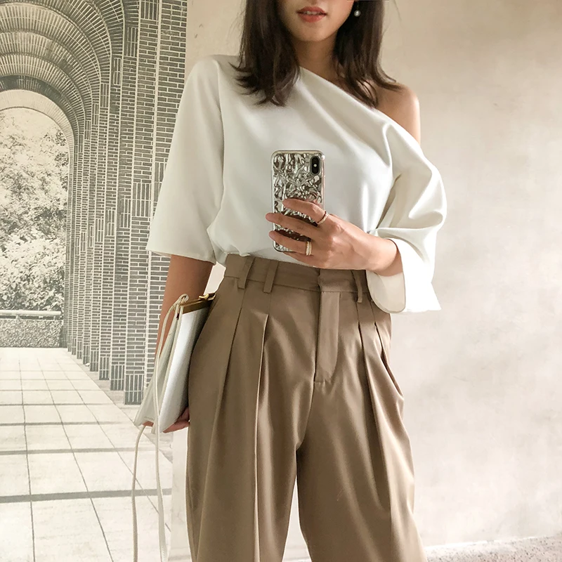 Женская сексуальная белая блузка 2020 летняя рубашка с рукавом до локтя Свободная