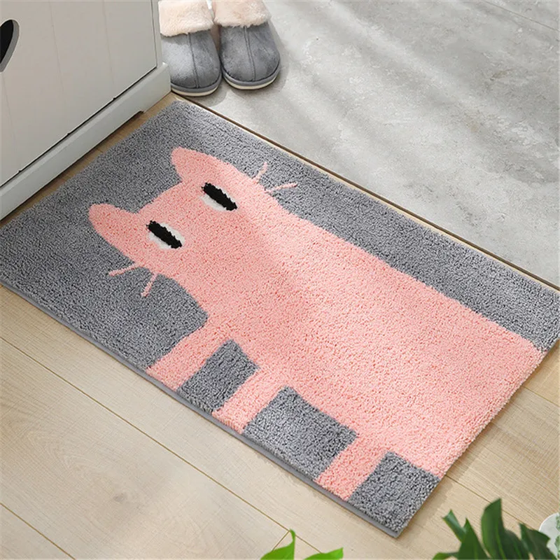 Коврик для ванной с изображением кошки разных цветов классический узор супер