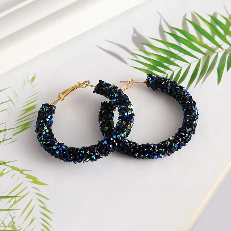 Blue BICUX, винтажные корейские серьги с австрийскими кристаллами, большие висячие серьги для женщин, модные серьги с кубическим цирконием, Женские Ювелирные изделия - Окраска металла: Blue