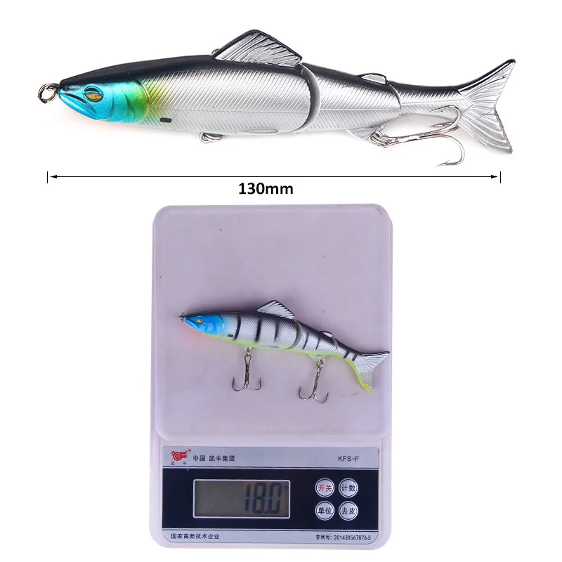 

1pcs Minnow Fishing Lure 130mm 18.5g Multi Jointed Sections Crankbait Artificial Hard Bait Bass Trolling Pike Carp Fishing Tools