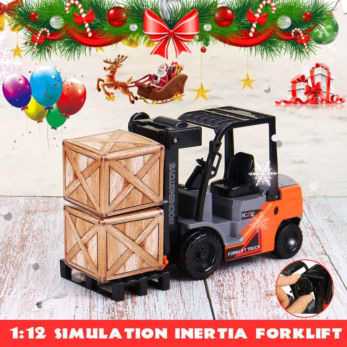 

1/12 Scale Simulation Children's Birthday Gift Tool Cart Inertia Forklift Warehouse Freight Car Model Children's Toys