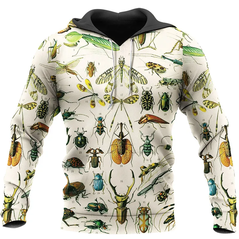 

Повседневная Толстовка с капюшоном для мужчин и женщин, свитшот с 3D принтом насекомых, худи на молнии, модный уличный спортивный топ в стиле ...