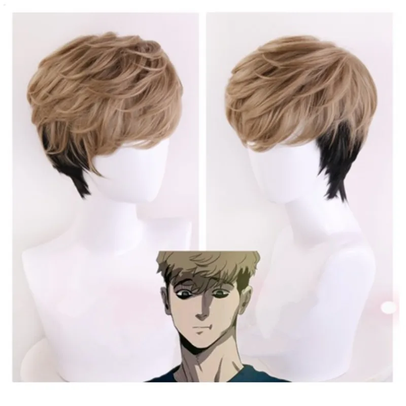 Теплостойкий синтетический короткий парик для косплея Killing Stalking Sang Woo с эффектом