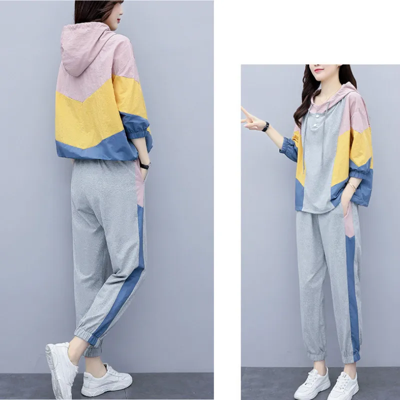 

Semfri 2020 New Spring Summer Sports Suit Female Korean Version Loose Style Tracksuit Women Leisure Sweater Two Piece Set