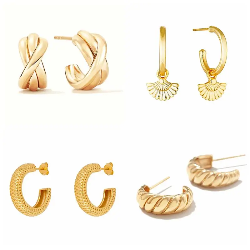 

925 Silver Ear Needle Geometric Metal Stud Earring For Women Distorted Semicircle Wide Earrings Trend Party Female Jewelry Gift