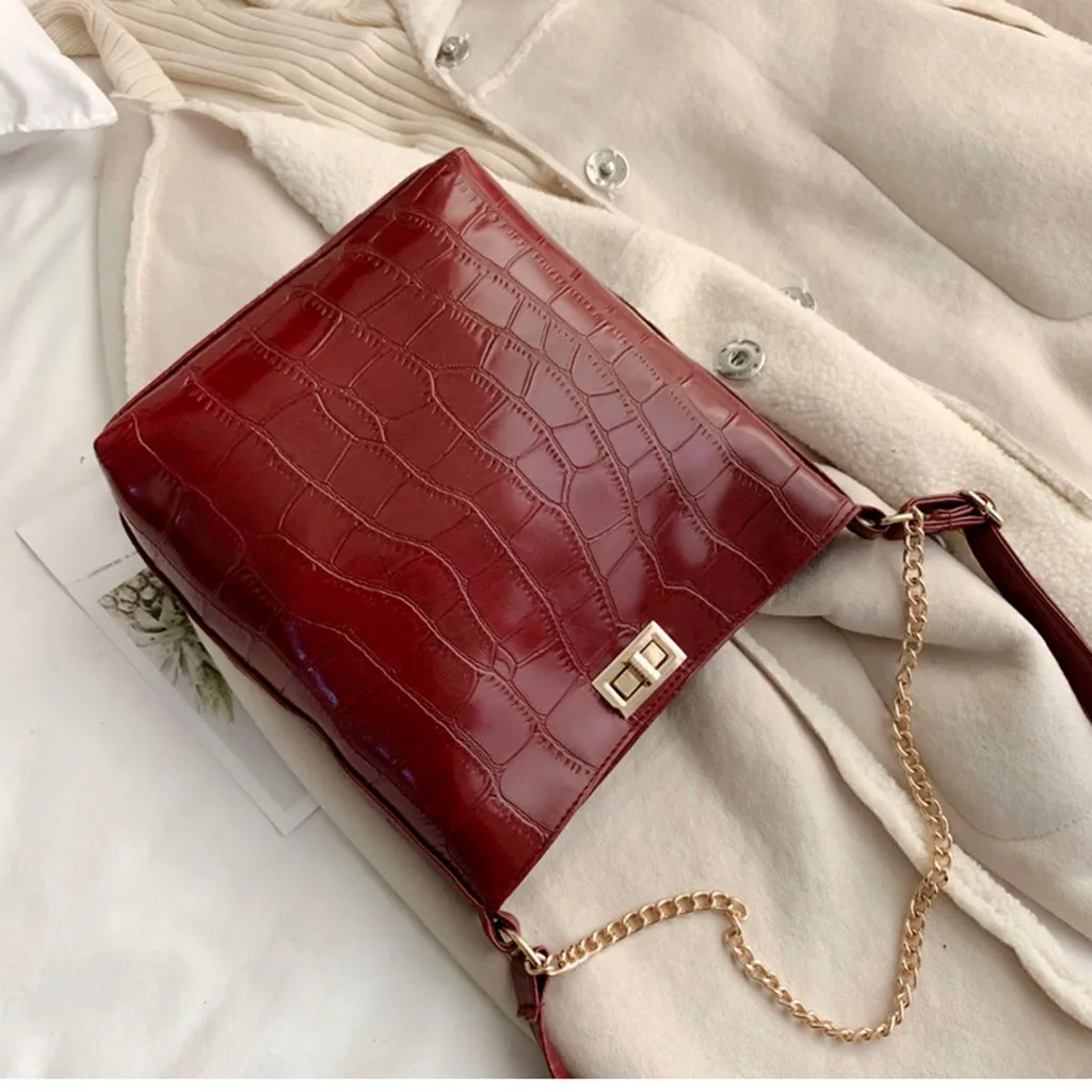 

Women's Messenger Bag 2019 New Stone Pattern Shoulder Bag Bucket Bag Wild Small Square Crossbody Bag Bolsa Feminina #NG