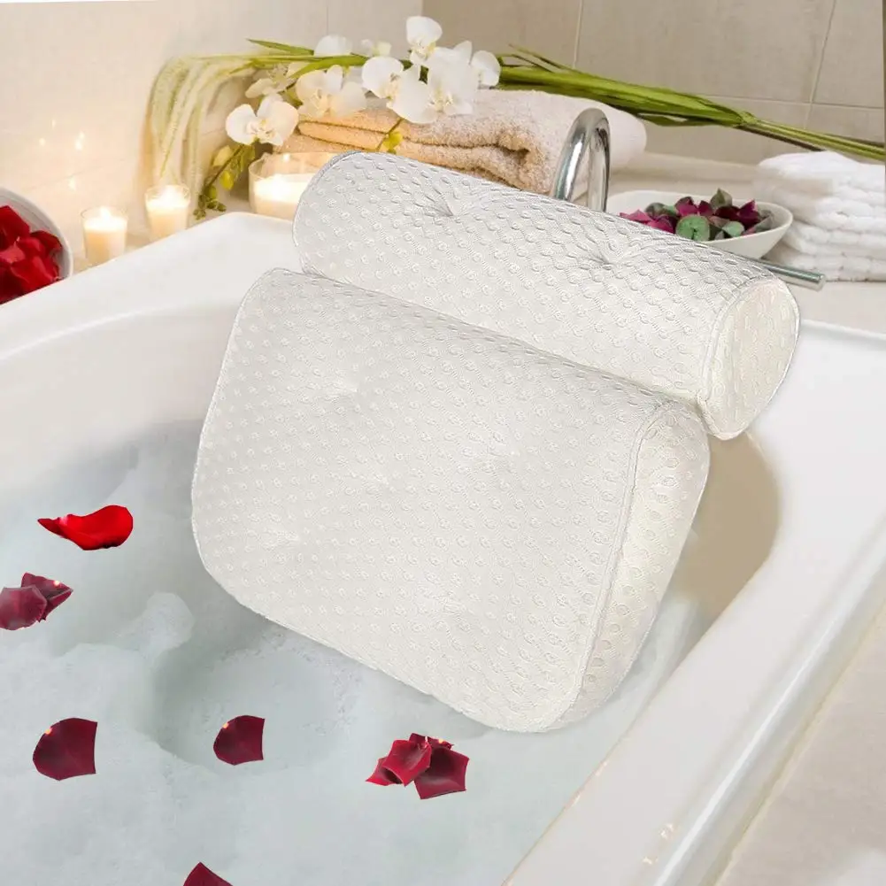 

Luxurious Bath Pillow Non-Slip and Extra Thick with Head, Neck, Shoulder and Back Support. Soft Large Fits Any Tub