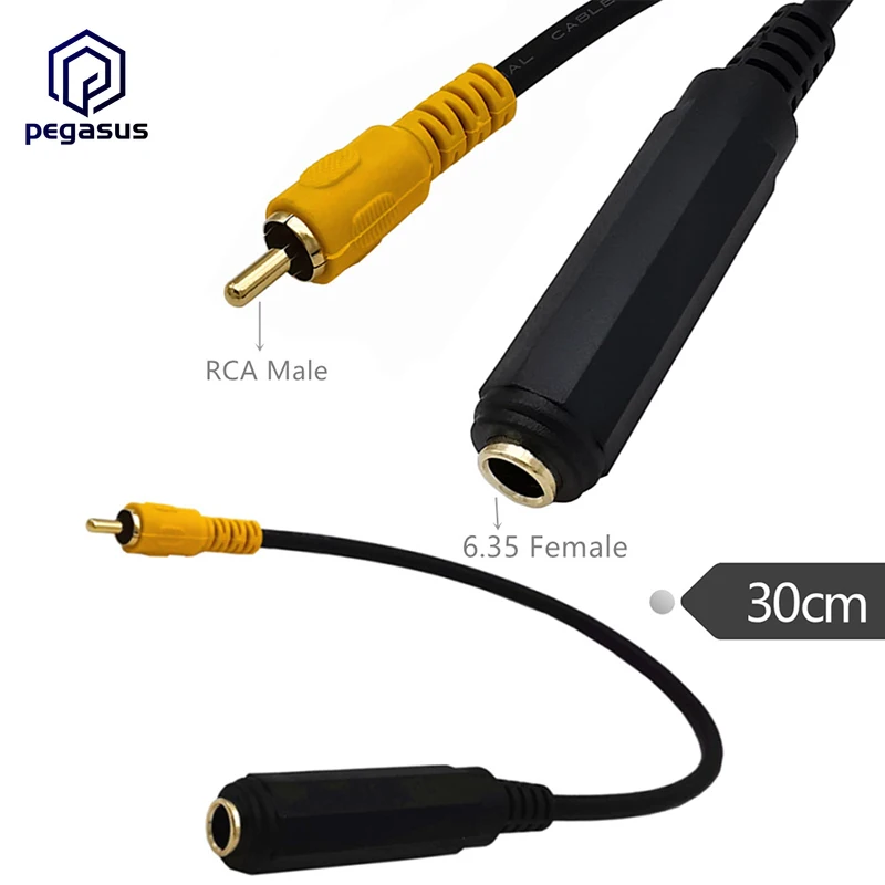 

0.3m Gold Plated DC 6.35mm Female to RCA Male Audio Cable Extension Cord